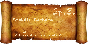 Szakály Barbara névjegykártya